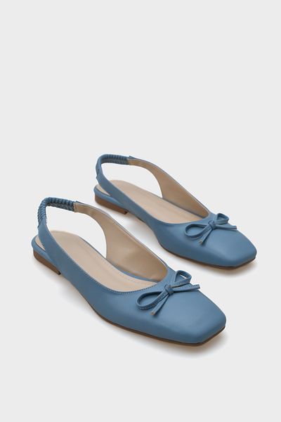 Capone Outfitters Dámské ploché díly - otevřená záda, tupá špička a detail mašle, elastická záda