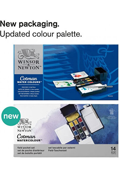 Winsor Newton Cotman Field Box (Kır Tipi) 12'li Suluboya Yarım Tablet