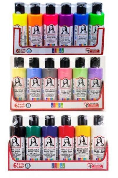 Südor 18 Renk Akrilik Boya Chalky+Neon+Normal (Sd X17+ Sd1006)