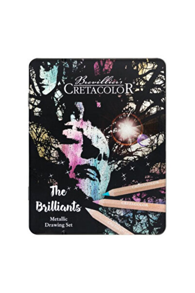 CretaColor MegaColor Brilliants Metalik Kalın Kuru Boya Seti 12'li Metal Kutu...
