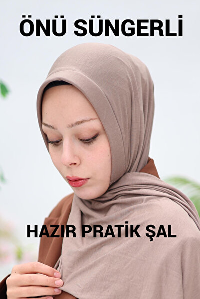 Merve Nayir 3 Al 2 Öde Geçmeli Hazır Pratik Penye Şal (1 ADET FİYATIDIR) Vizon