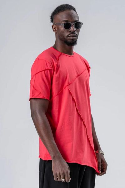 Superbluemexico Unisex Asymmetrical Striped T-Shirt