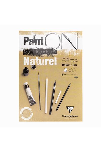 Clairefontaine Paint On Stitched 250gr 30yp A4 Mixed Technical Drawing Block - Natural Paper