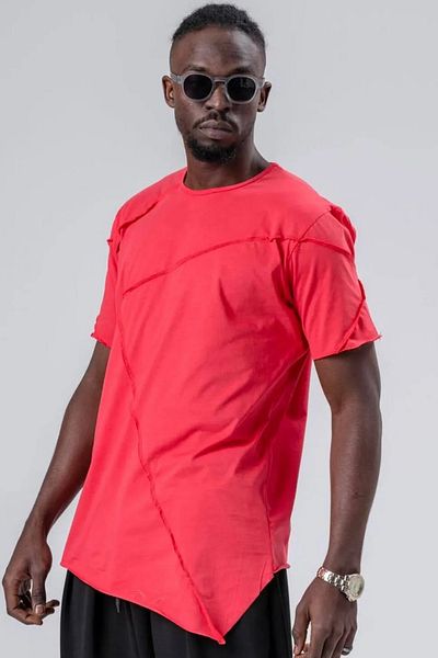 Superbluemexico Unisex Asymmetrical Striped T-Shirt