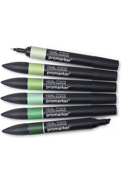 Winsor Newton Promarker 6-pack Green Tones / 0290158