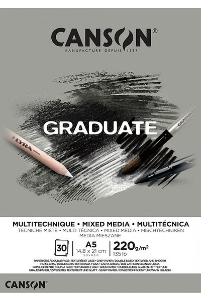 Canson Graduate Mix Media Gray A4 220gr 30 Yp çok Amaçlı Resim Blok
