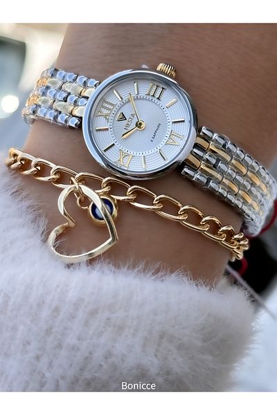 Fiesta Gold Yellow Steel Cord Bridal, Engagement, Wedding Small Case Wristwatch