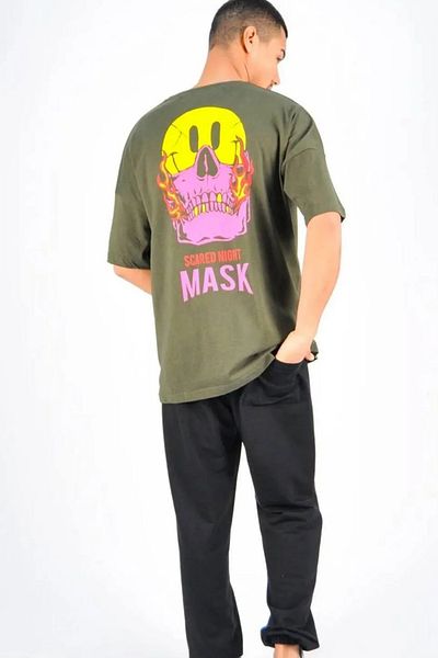 Superbluemexico Ανδρικό T-Shirt - Μοντέλο με στάμπα με φιγούρες MASK
