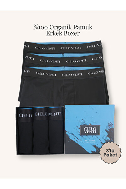 CIELO VENTI Must Have | 3'lü Organik Pamuk Erkek Boxer