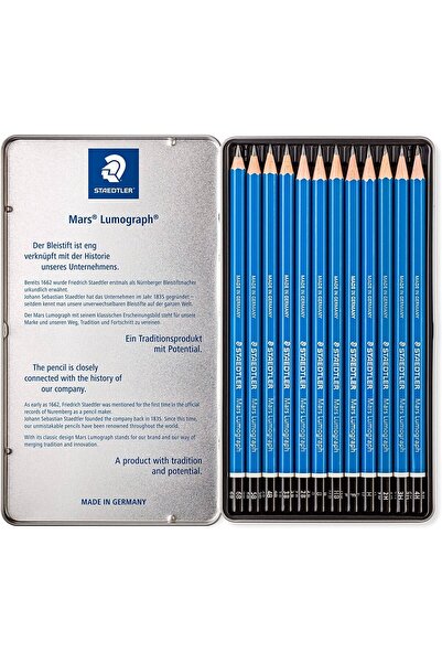 Staedtler مجموعة أقلام رصاص مارس لوموغراف ذات 12 درجة (4H-6B) / 100 قلم G12