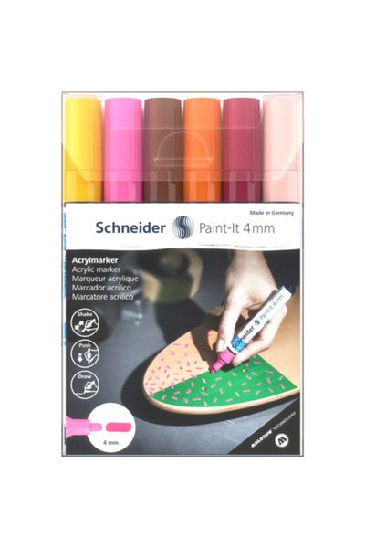 SCHNEIDER Acrylic Markers 4mm Set of 6 Pale Colors /120297
