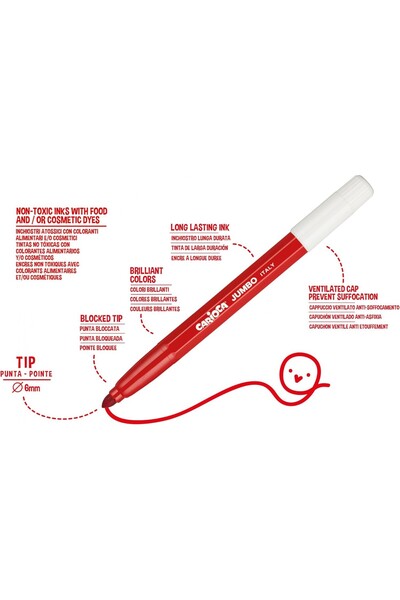 CARIOCA 12'li Jumbo Süper Yıkanabilir Keçeli Boya Kalemi / 40569