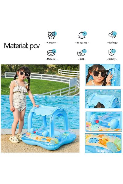 Joyful Box Colac De Inot Pentru Copii, Tip Scaun, Protectie Impotriva Soarelui, Albastru