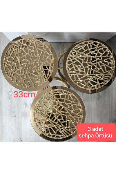 SEHARA 3 τεμάχια Zigon Τραπεζομάντιλο/33cm/ασημί Glittery Gold/s.δερμάτινο