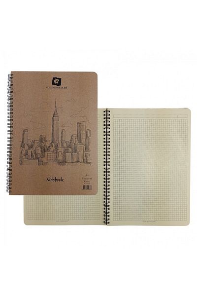 Alex Schoeller A4 80Yp Kraft Covered Notepad Checkered / Alx.0336 B-35