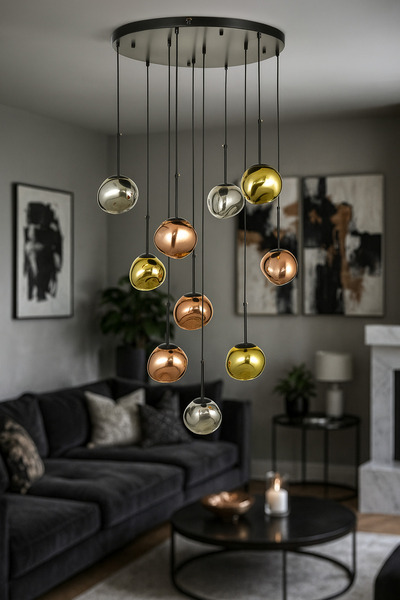 Avizemoda Rainbow 10 lu Asimetrik Desen Camlı Dekor Aydınlatma İçin Modern Sa...