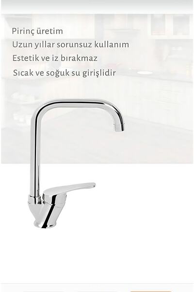 BDL ARMATÜR Köşe Borulu Mutfak Eviye Bataryası Çeşme Musluğu Çift Su Girişli