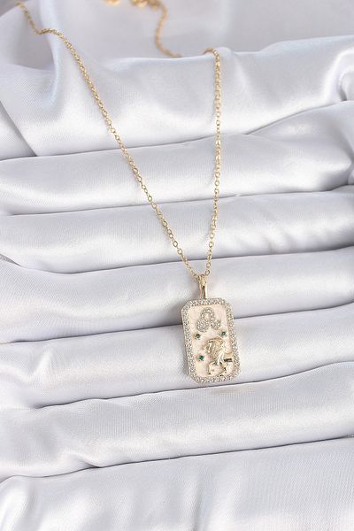 Store 316l الصلب الذهب اللون سلسلة الأسد حجر الزركون قلادة المرأة