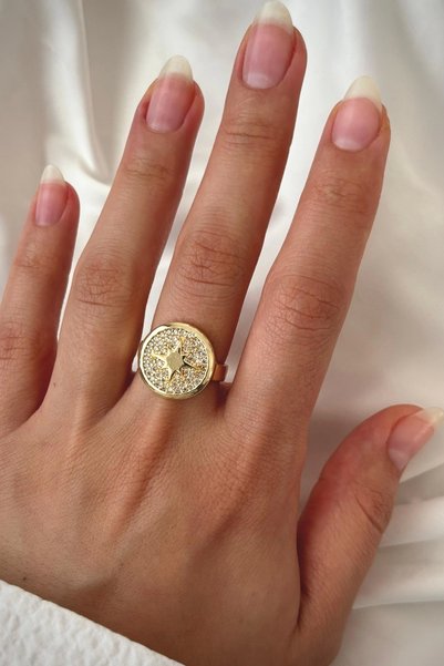 Özce New Season Starwars Plate Polar Star Design Adjustable Women's Ring