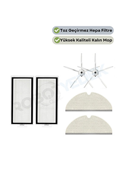 robotyedek Roborock Q7 Max Plus White - فلتر Hepa بديل وممسحة فرشاة جانبية مت...