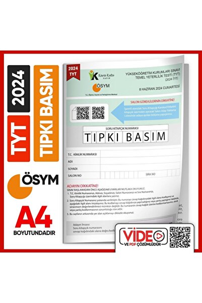 Karakutu Yayınları 2024 YKS-TYT (SAY-TM-SÖZ) ÖSYM Tıpkı Basım Çıkmış Soru Kit...