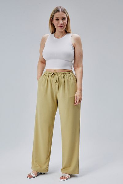 Symirna Viscose Linen Blended Woven Women's Trousers