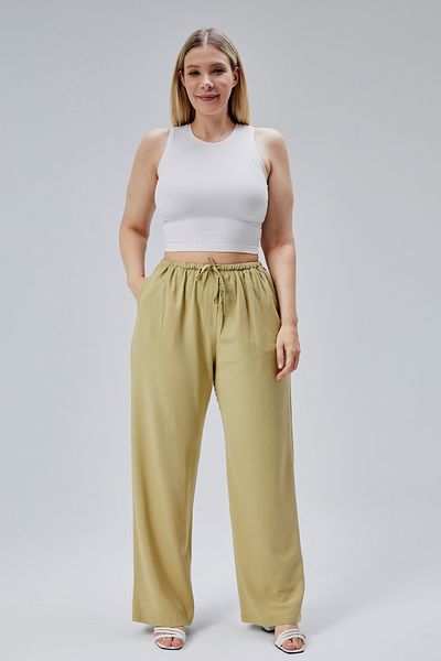 Symirna Viscose Linen Blended Woven Women's Trousers