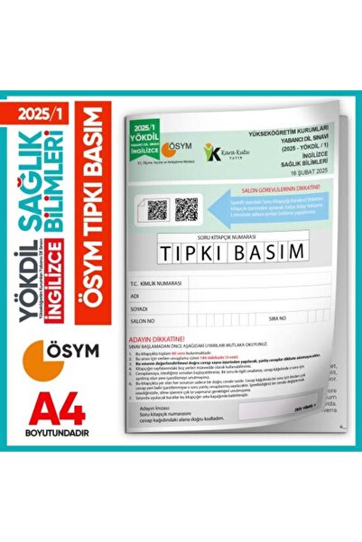 Karakutu Yayınları 2025/1 YÖKDİL İngilizce SAĞLIK BİLİMLERİ ÖSYM Çıkmış Soru ...