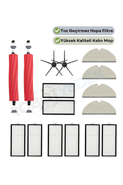 robotyedek Set de perii de schimb pentru mop cu filtru Hepa negru Roborock Q7...