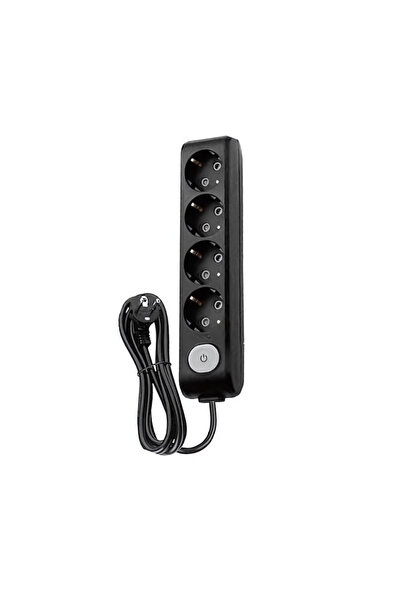 VİKO Dörtlü Çoklu Priz – Anahtarlı Topraklı, Uzatma Kablosu, 4lü, 3m, Siyah