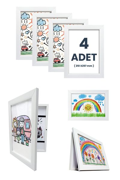 Premiore 4Pcs White A4 Kids Art Painting Frame Folding Storage Picture Easy to Change Magnetic