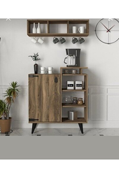 Home ByWood Modern Modüler Kahve Köşesi – Çok Amaçlı Raflı Mini Bar Ünitesi