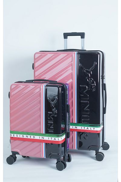 Mnuk SWAGGER Set of 2 Luggage| Polycarbonate and ABS Hardside Trolley|20/28- Pink Solid Blue