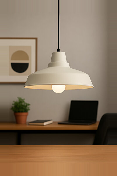 Lambadar Lunora Metal Tekli Krem Sarkıt Avize Retro Model Modern Endüstriyel Mufak Hol Cafe Salon Avize