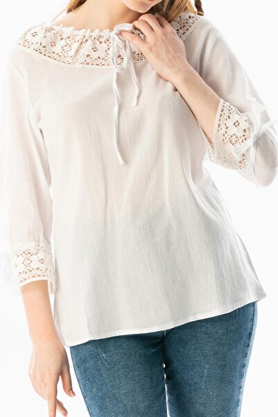 Eliş Şile Bezi Zehra Sile Cloth Summer Blouse White Byz
