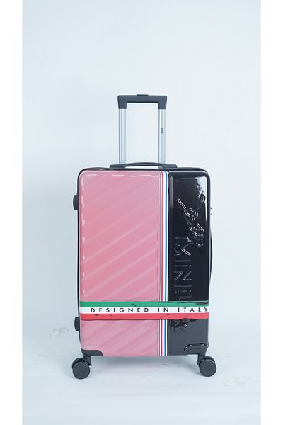 Mnuk SWAGGER 24inch Luggage| Polycarbonate and ABS Hardside Trolley| Pink Solid Blue