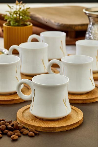 Arsim Home Arsimhome 12 Piece Bamboo Plate Cup Set Gold