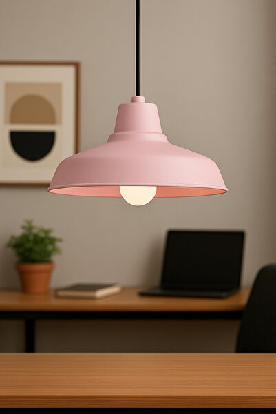 Lambadar Lunora Metal Tekli Pembe Sarkıt Avize Retro Model Modern Endüstriyel Mufak Hol Cafe Salon Avize