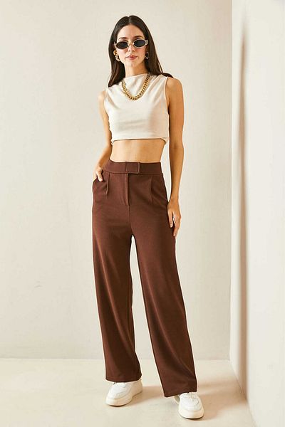 Mogi Butik Ψηλόμεσο Lycra Γυναικείο Παντελόνι Palazzo 3030 - Velcro