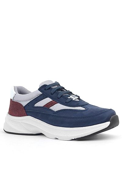 Rakerplus Genuine Leather Anatomical Navy Blue Claret Red Laced Lightweight Children's Sports Shoes