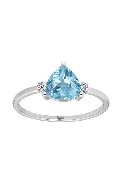 Sirius Pırlanta Pırlanta Ve Üçgen Kesim Sky Blue Topaz Taşlı Yüzük