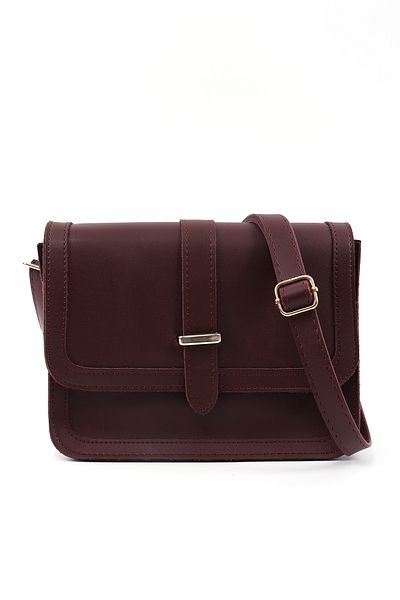 SHAKA Claret Red Shk127 Faux Leather Hand, Arm and Shoulder Bag with Internal Zipper Pocket and Snap Closure