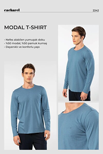 Cacharel Ανδρικό μπλουζάκι 50% Modal, 50% Cotton Crew Neck Long Sleeve