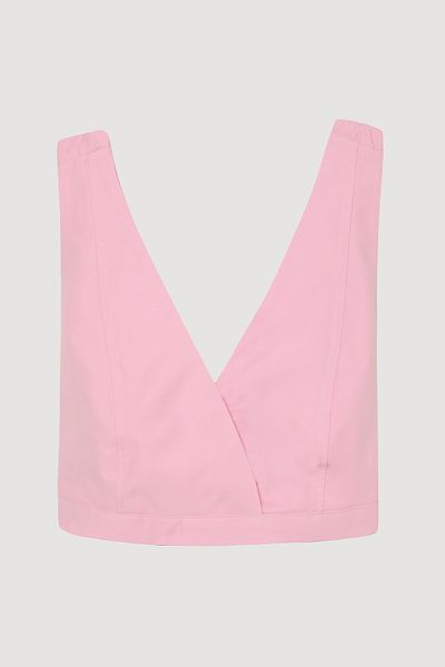 Quzu Lacing Detailed Double Breasted Bustier Blouse Pink