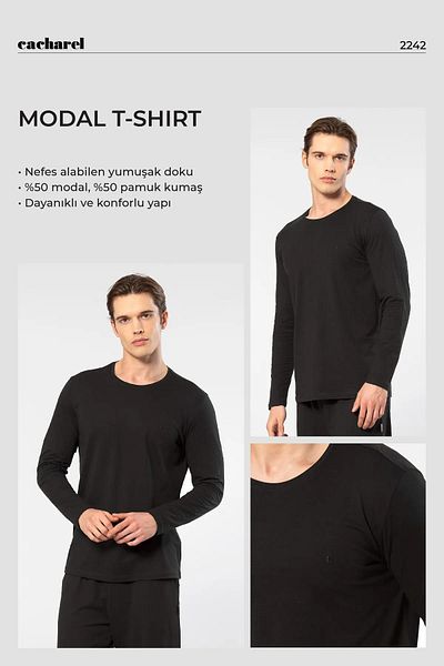 Cacharel Ανδρικό μπλουζάκι 50% Modal, 50% Cotton Crew Neck Long Sleeve