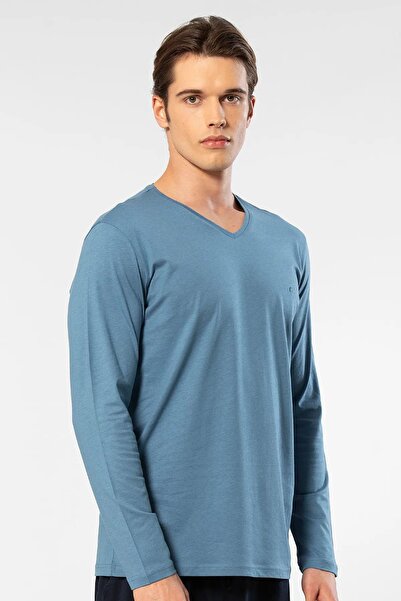 Cacharel Ανδρικό μπλουζάκι 50% Modal, 50% βαμβακερό μακρύ λαιμόκοψη