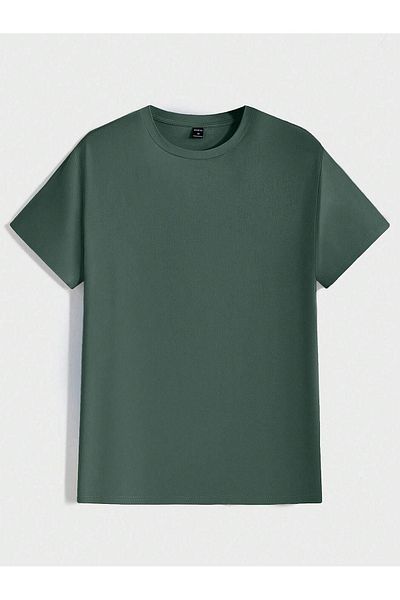 CLAYES 3-Piece Basic Single Jersey T-Shirt - Green Brown Black Oversize Crew Neck T-Shirt