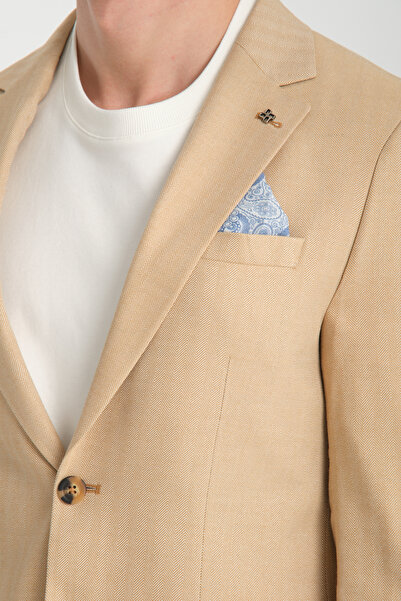 Frappoli Candela Erkek Camel Slim Fit Dar Kesim İlkbahar-Yazlık Spor Blazer Ceket