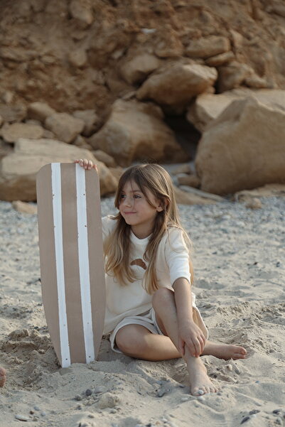 DoDo'S Baby Kruvasan Nakışlı Havlu Efektli Kız,Erkek Bebek,Çocuk Oversize Alt Üst Takım Yazlık %100