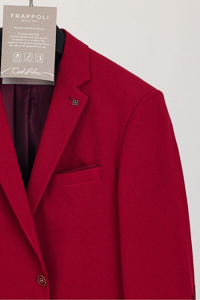 Frappoli Мъжко червено спортно сако Slim Fit, памучен плат Lacosse, голям размер, голям размер